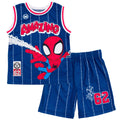 Marvel Spidey and His Amazing Friends Spider-Man Mesh Jersey Athletic Tank Top Basketball Shorts Outfit Set