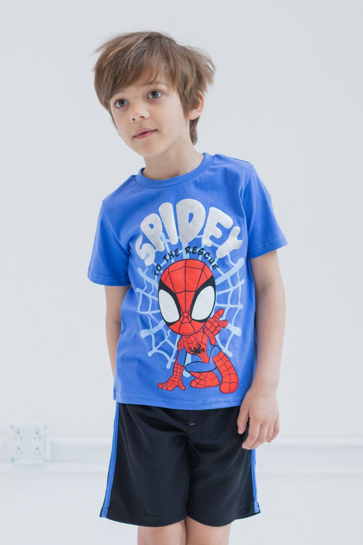 Marvel Spidey and His Amazing Friends Spider - Man T - Shirt and Mesh Shorts Outfit Set - imagikids