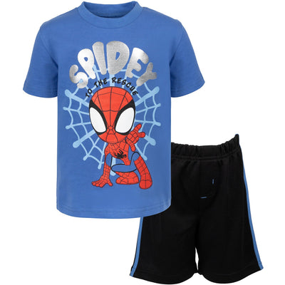 Marvel Spidey and His Amazing Friends Spider - Man T - Shirt and Mesh Shorts Outfit Set - imagikids
