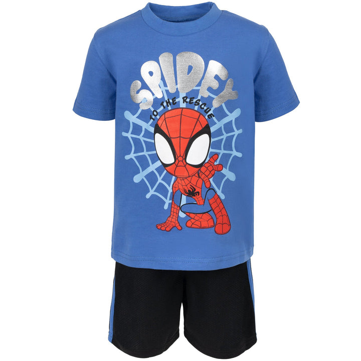 Marvel Spidey and His Amazing Friends Spider - Man T - Shirt and Mesh Shorts Outfit Set - imagikids