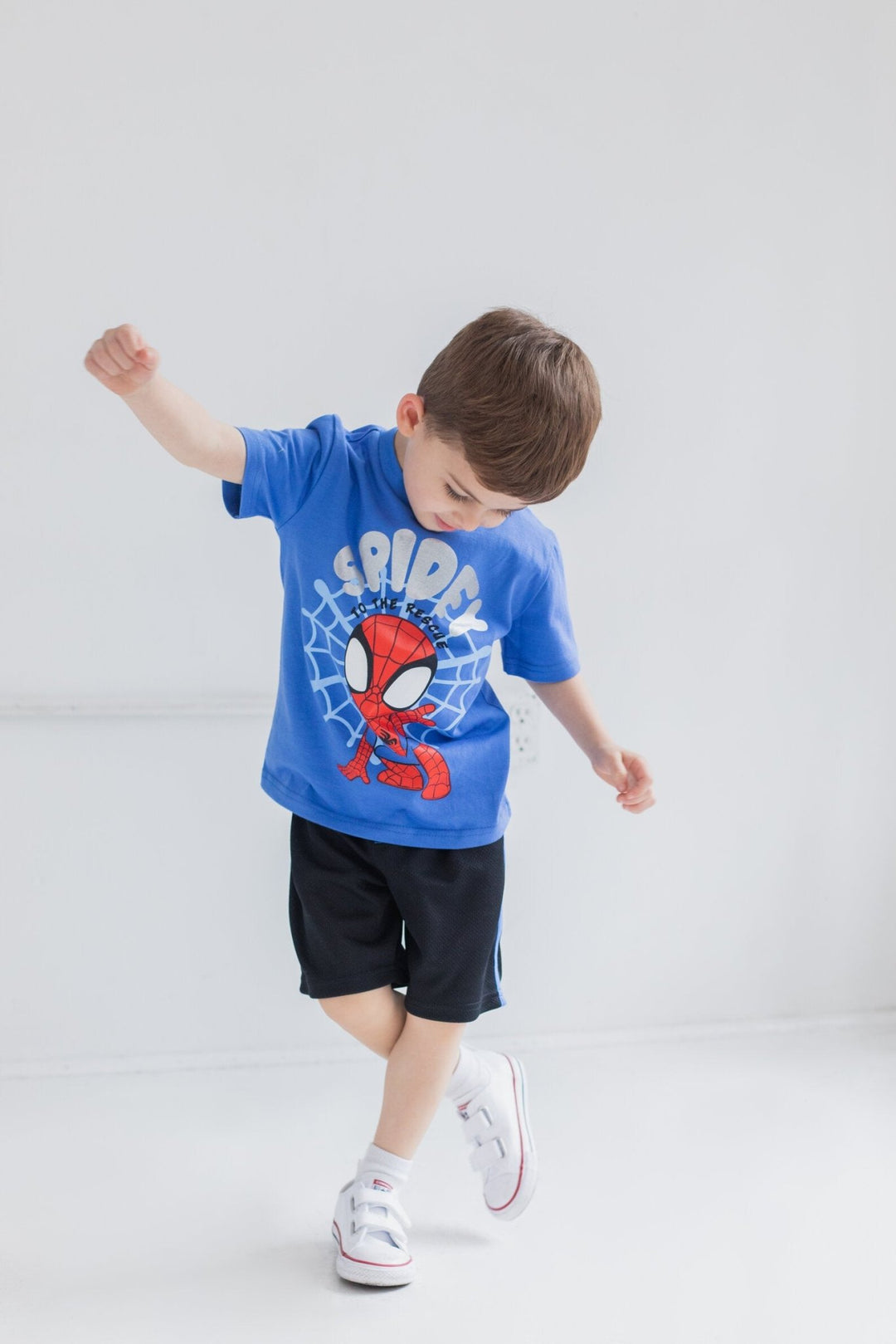 Marvel Spidey and His Amazing Friends Spider - Man T - Shirt and Mesh Shorts Outfit Set - imagikids