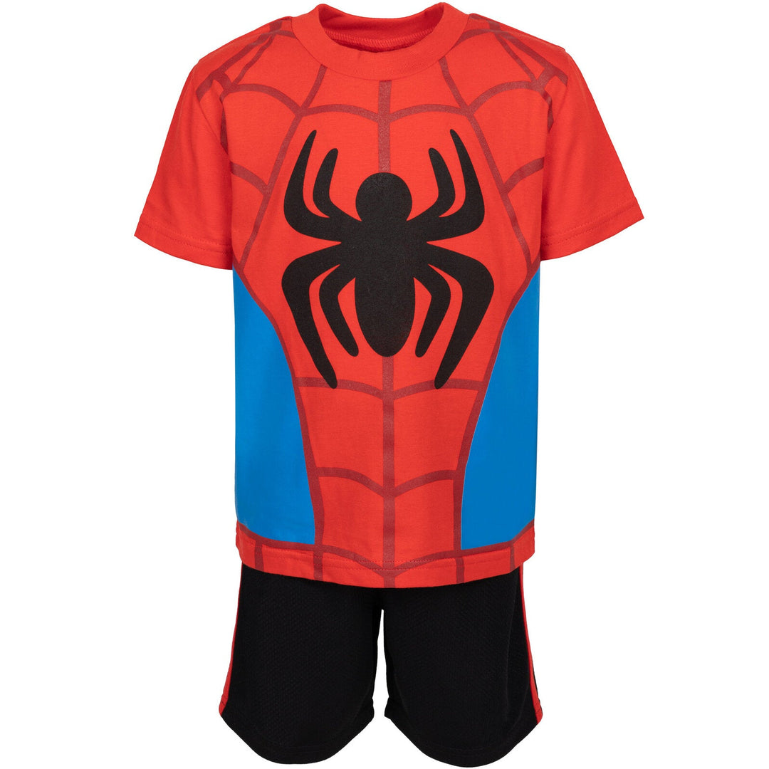 Marvel Spidey and His Amazing Friends Spider - Man T - Shirt and Mesh Shorts Outfit Set - imagikids