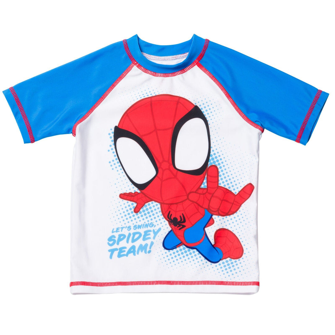 Marvel Spidey and His Amazing Friends UPF 50+ Rash Guard Swim Trunks Outfit Set - imagikids