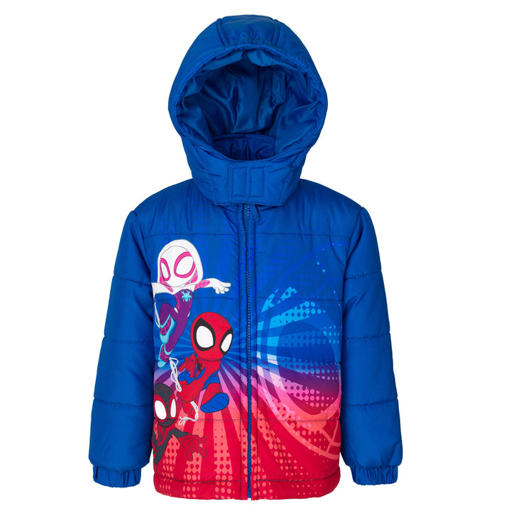 Marvel Spidey and His Amazing Friends Zip Up Winter Coat Puffer Jacket