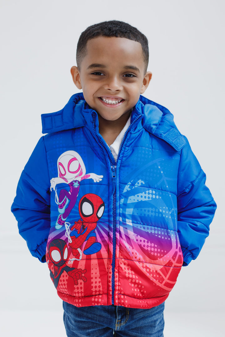 Marvel Spidey and His Amazing Friends Zip Up Winter Coat Puffer Jacket