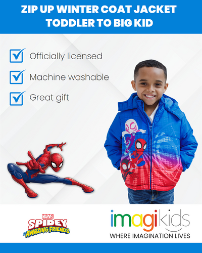 Marvel Spidey and His Amazing Friends Zip Up Winter Coat Puffer Jacket