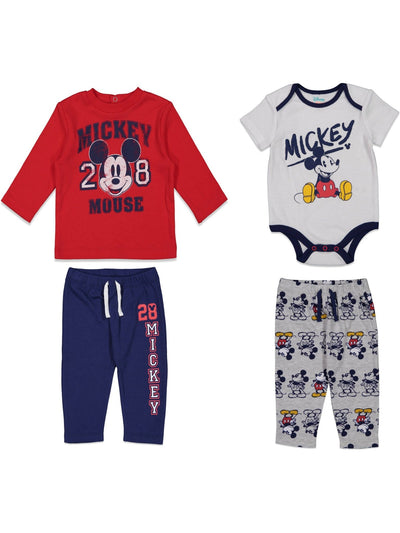 Mickey Mouse 4 Piece Outfit Set: Bodysuit T - Shirt Pants - imagikids
