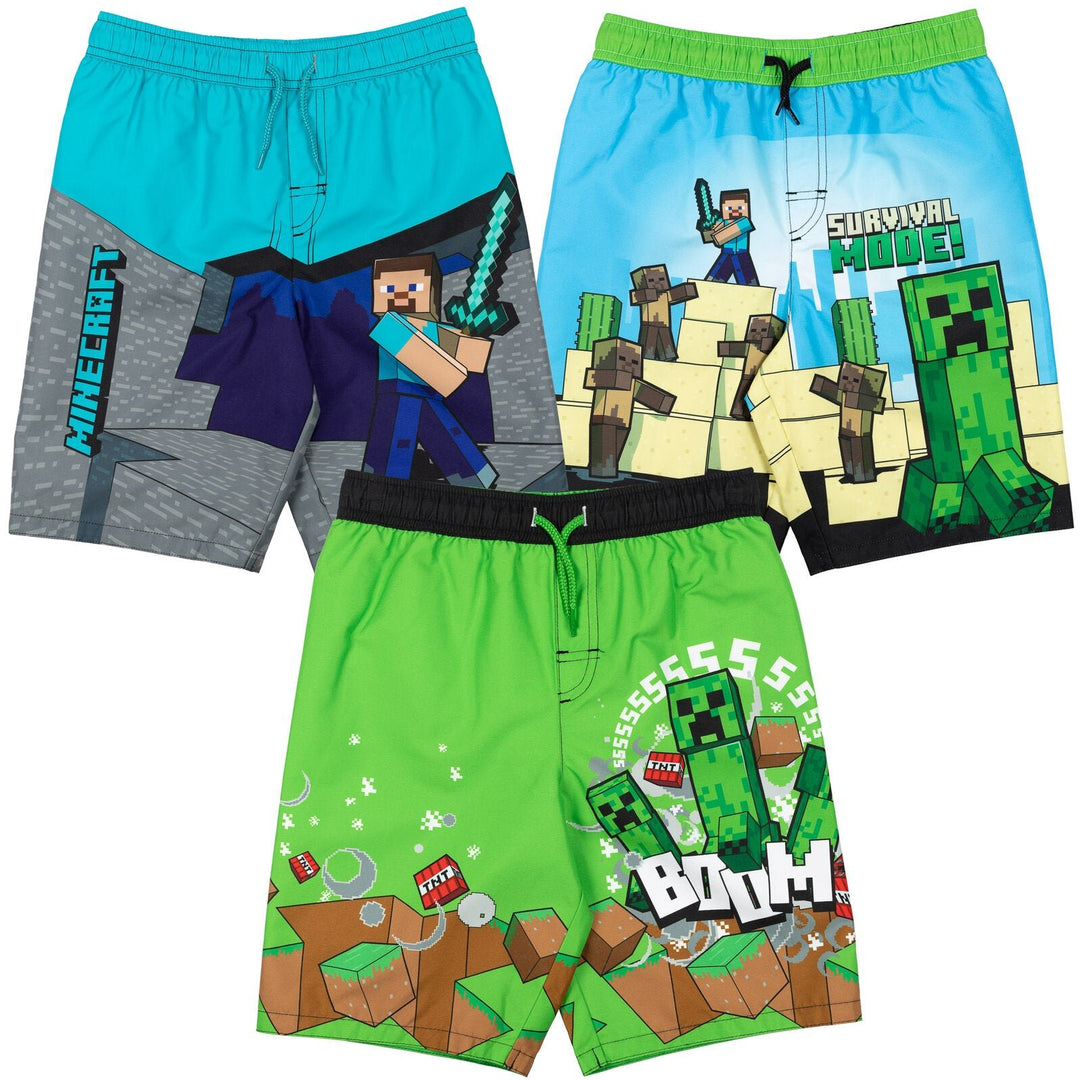 Minecraft 3 Pack Swim Trunks Bathing Suits - imagikids