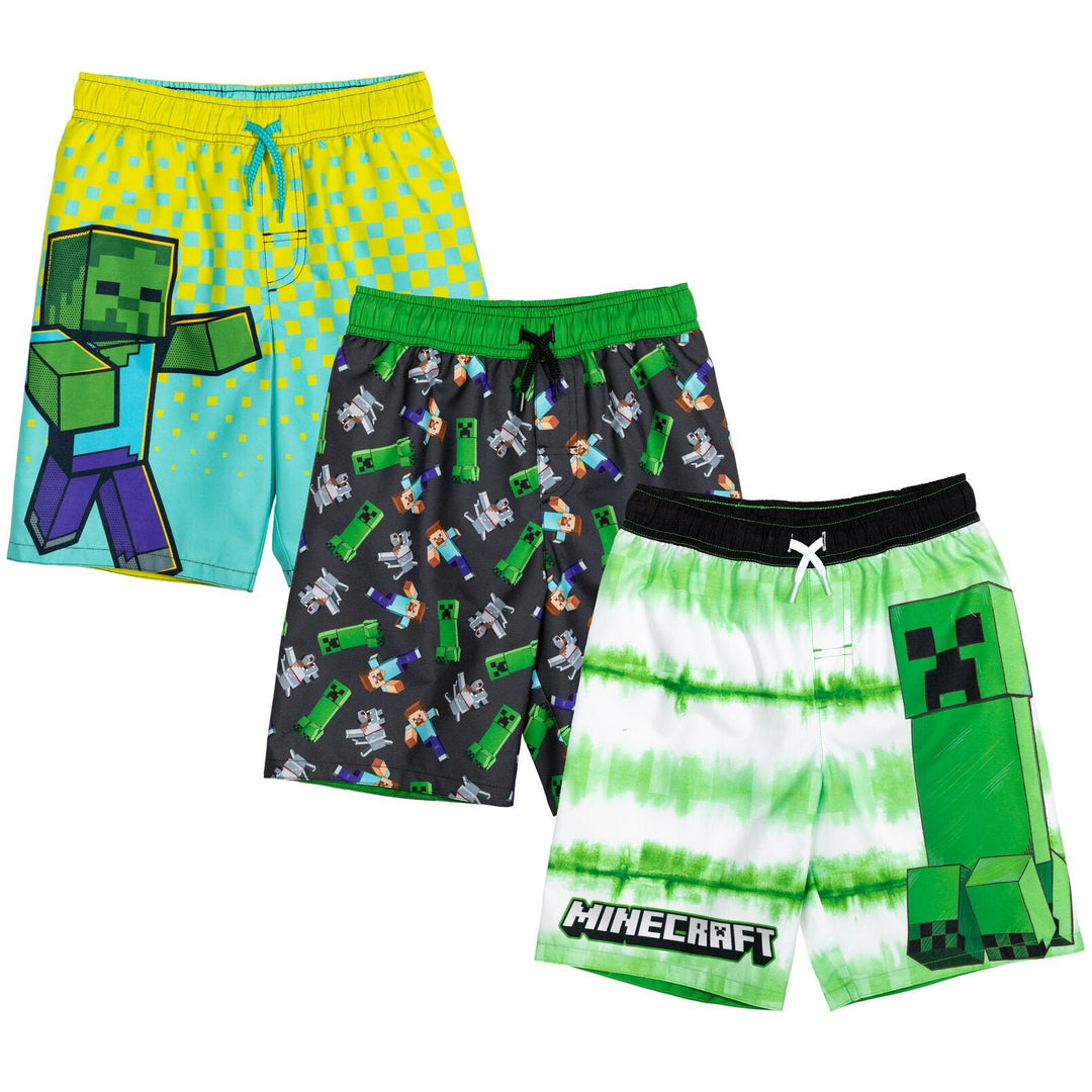 Minecraft 3 Pack Swim Trunks Bathing Suits - imagikids