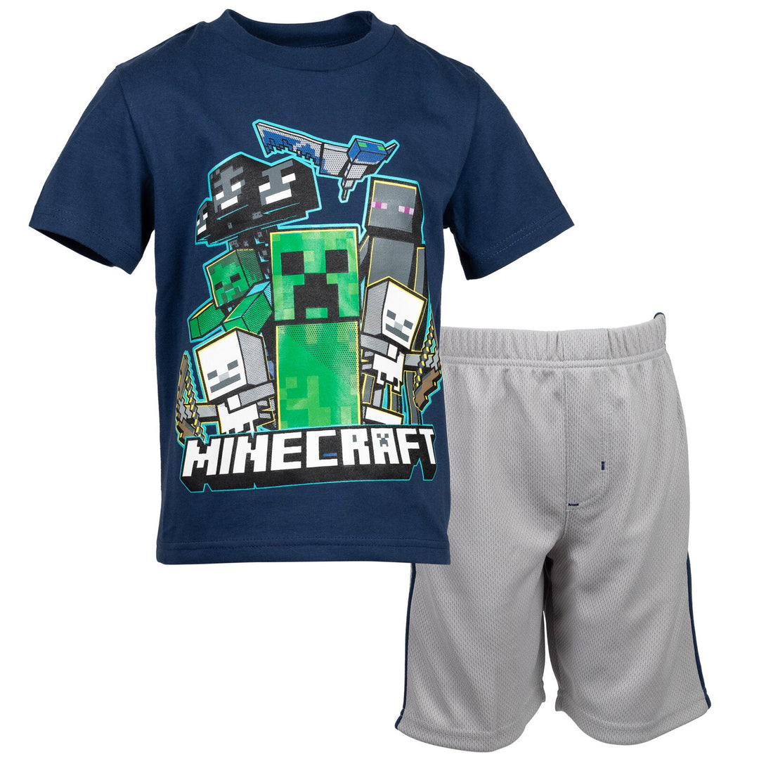 Minecraft Athletic Pullover T - Shirt Mesh Shorts Outfit Set - imagikids