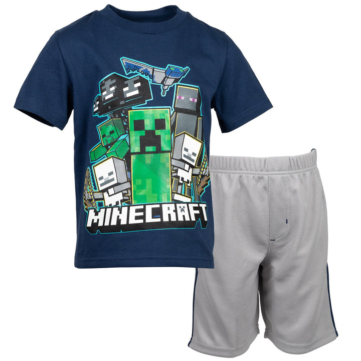 Minecraft Athletic Pullover T - Shirt Mesh Shorts Outfit Set - imagikids