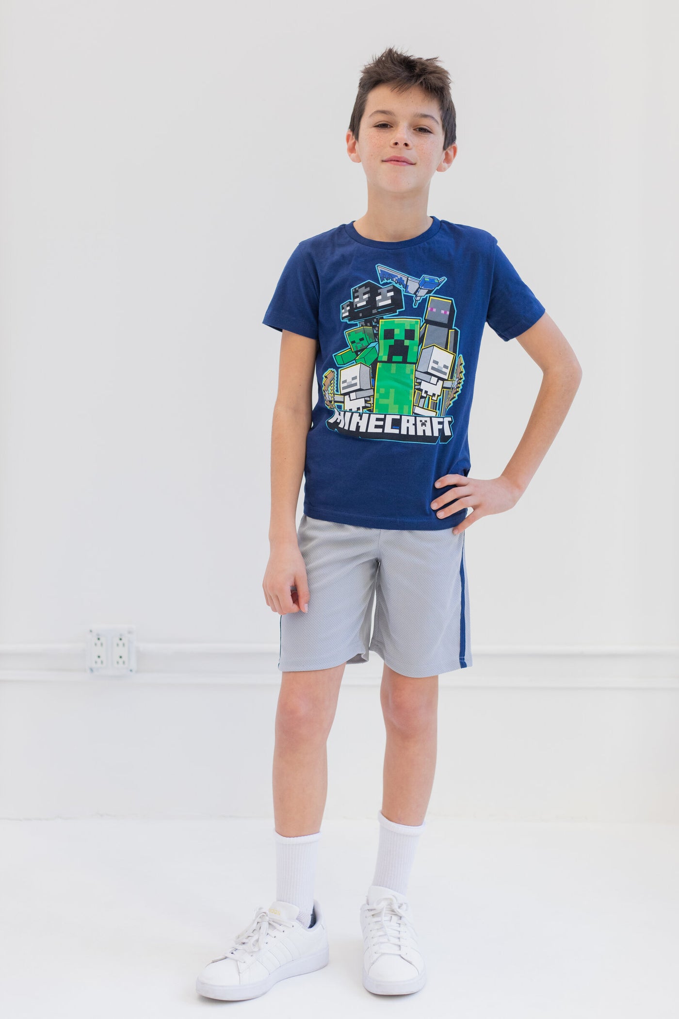 Minecraft Athletic Pullover T-Shirt Mesh Shorts Outfit Set