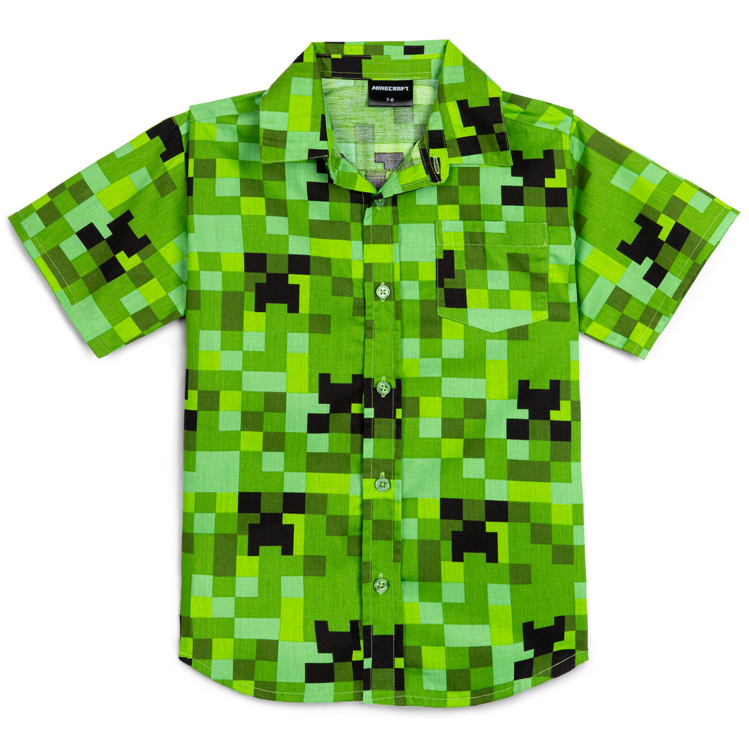 Minecraft Creeper Button Down Dress Shirt Little Kid to Big Kid Minecraft Creeper Button Down Dress Shirt Little Kid to Big Kid