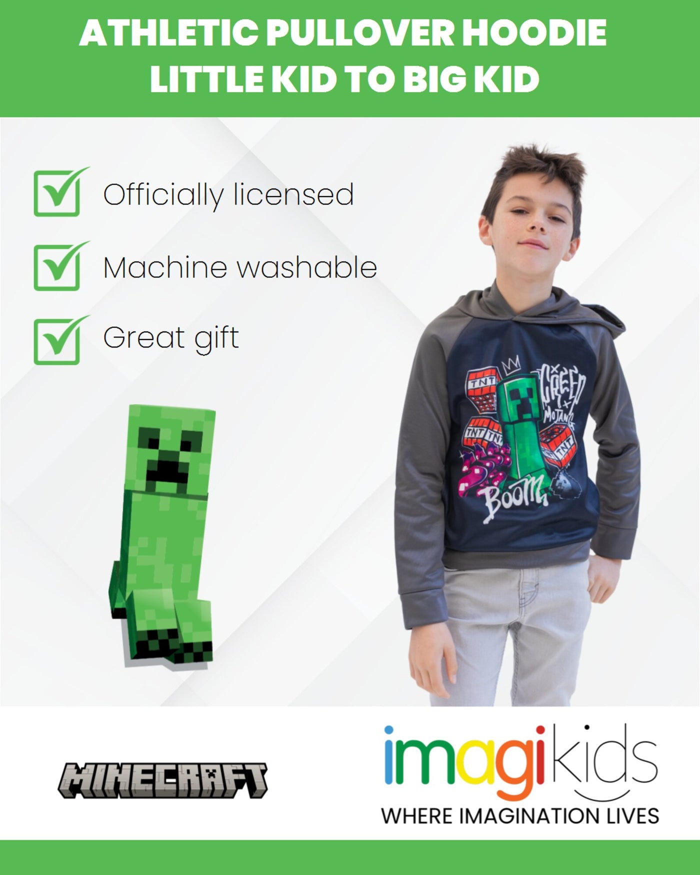Minecraft Creeper Athletic Pullover Hoodie