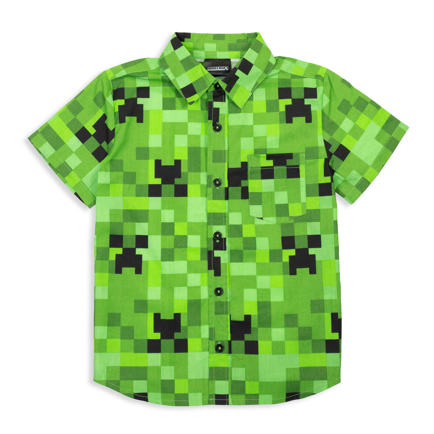 Camisa de vestir de manga corta Minecraft Creeper