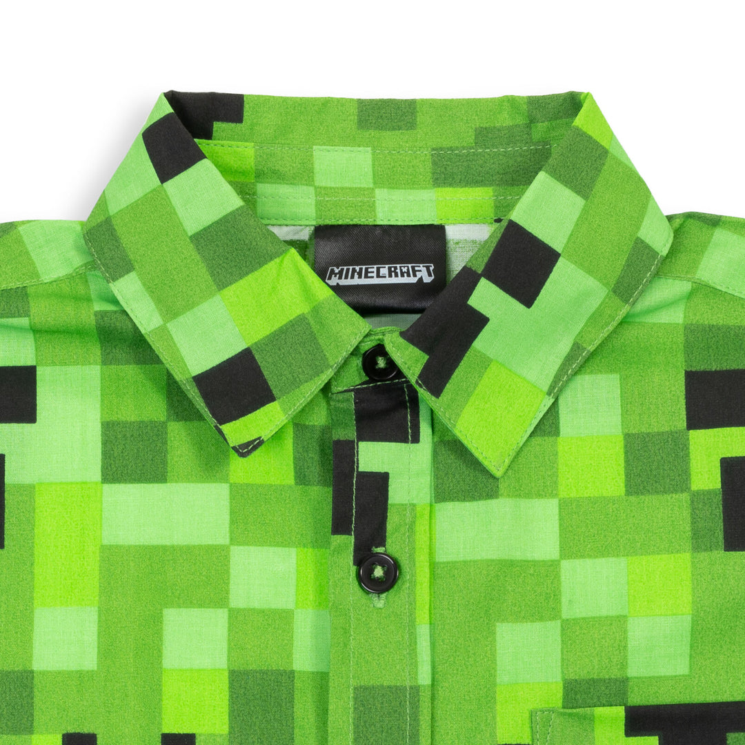 Minecraft Creeper Short Sleeve Dress Shirt