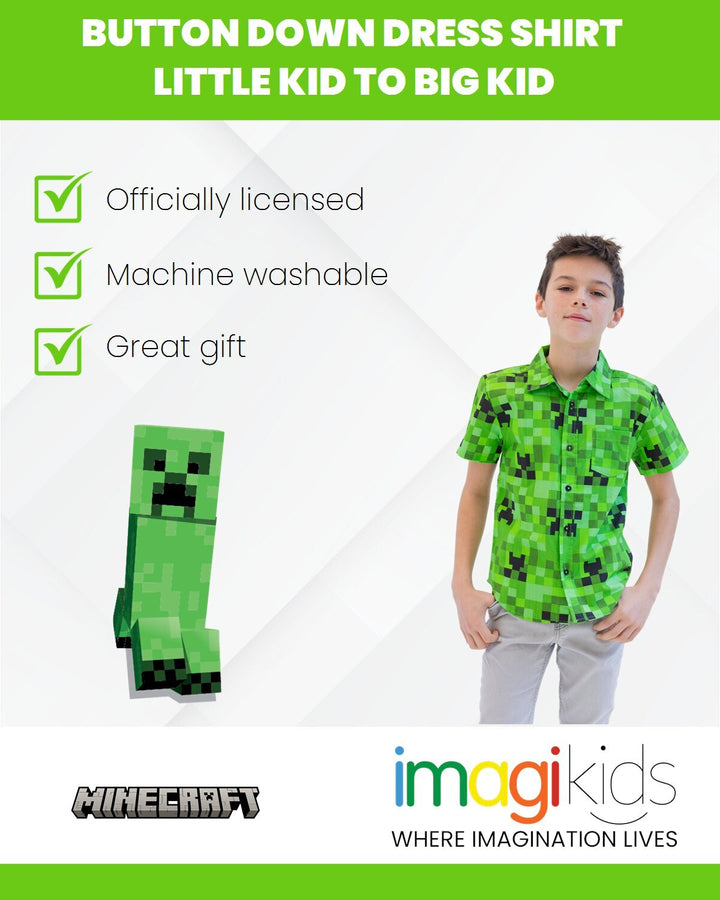 Camisa de vestir de manga corta Minecraft Creeper