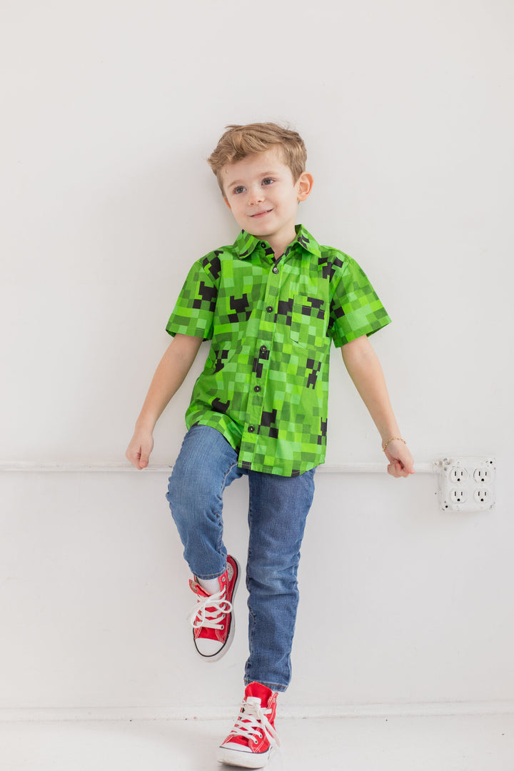 Minecraft Creeper Short Sleeve Dress Shirt