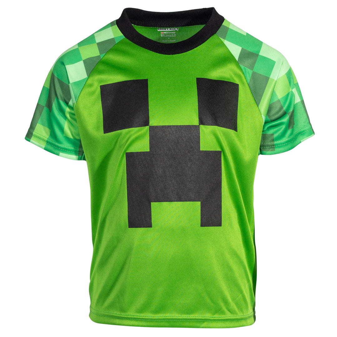 Minecraft Creeper Cosplay T-Shirt and Mesh Shorts Outfit Set