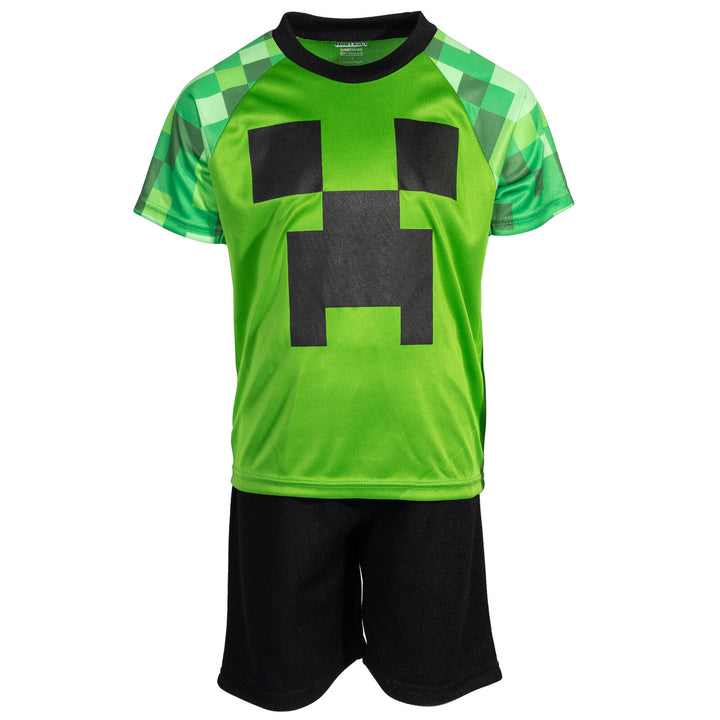 Minecraft Creeper Cosplay T-Shirt and Mesh Shorts Outfit Set