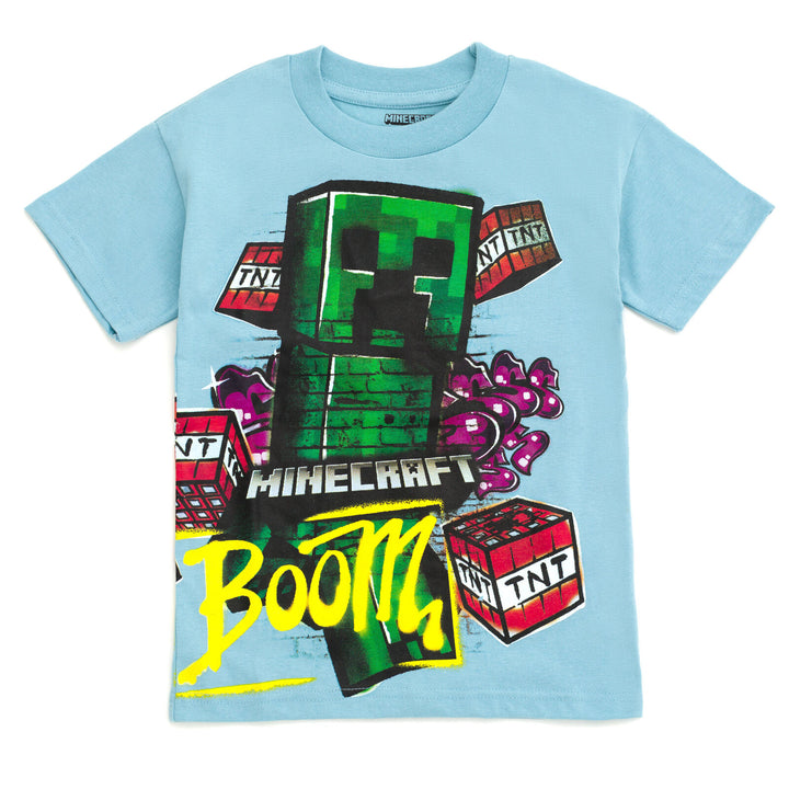 Minecraft Creeper Drop Shoulder T-Shirt and French Terry Shorts Outfit Set