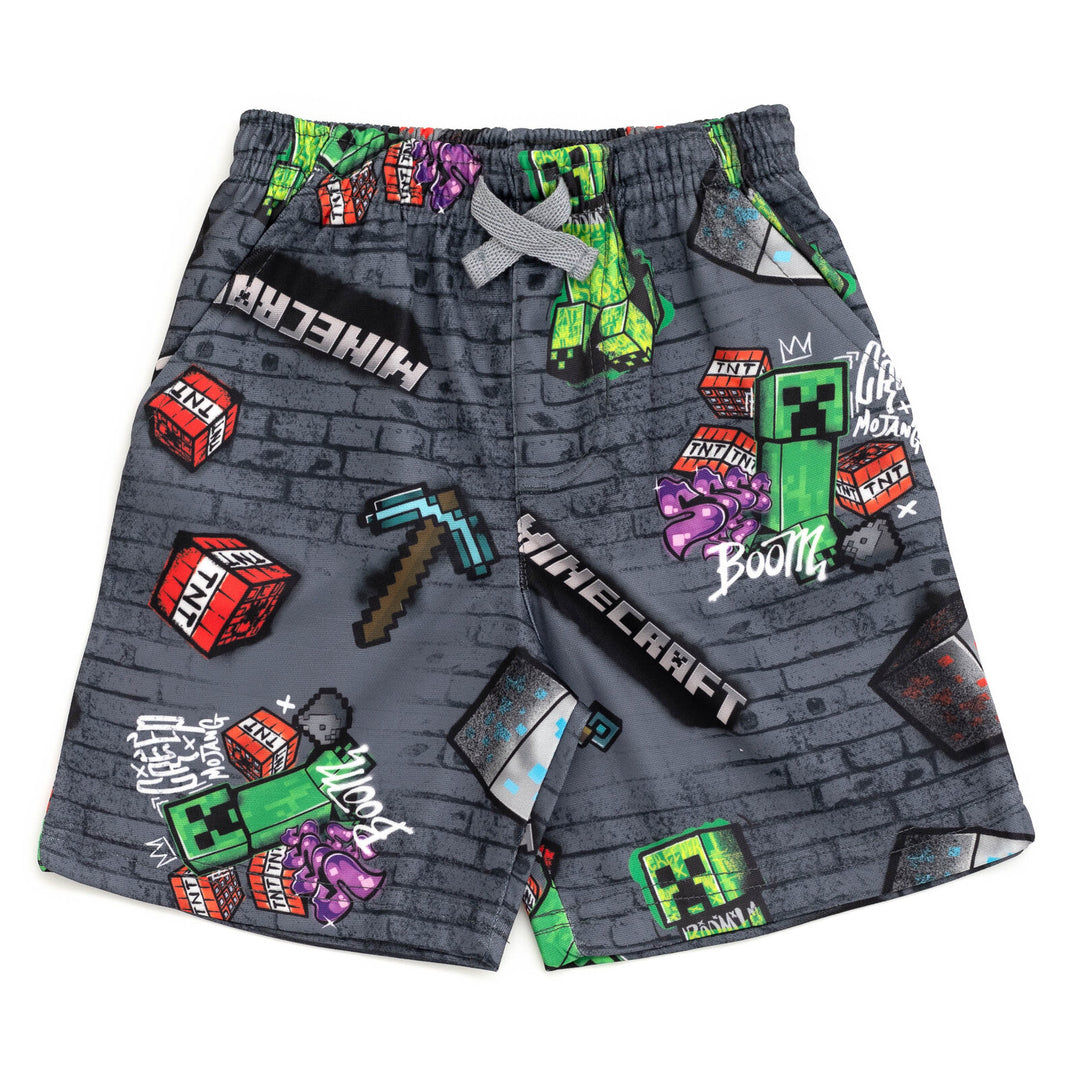 Minecraft Creeper Drop Shoulder T-Shirt and Shorts Outfit Set