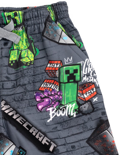 Minecraft Creeper Drop Shoulder T-Shirt and Shorts Outfit Set