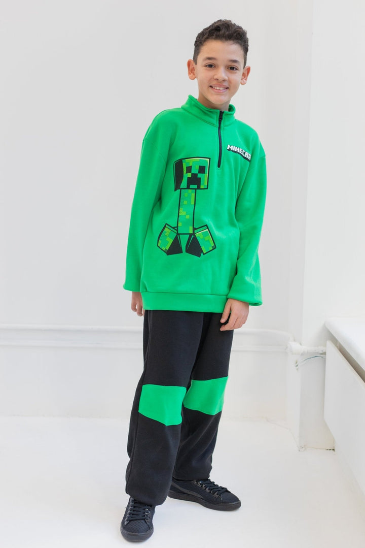 Minecraft Creeper Fleece Half Zip Sweatshirt and Pants Set - imagikids