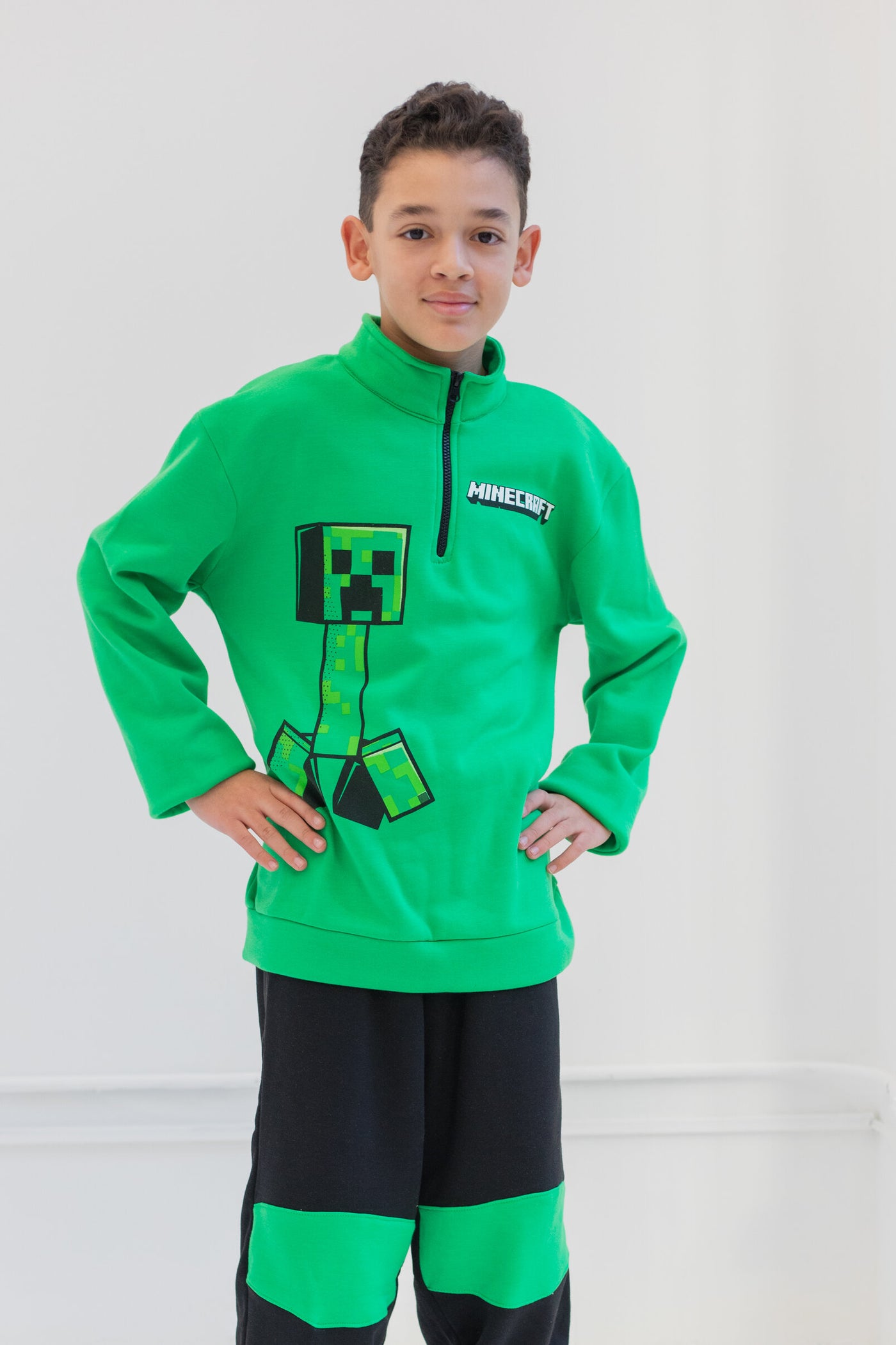 Sudadera y pantalones de forro polar con media cremallera Minecraft Creeper