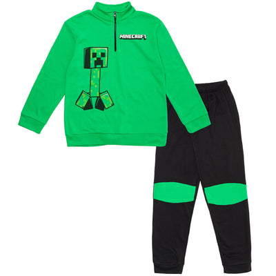 Minecraft Creeper Fleece Half Zip Sweatshirt and Pants Set