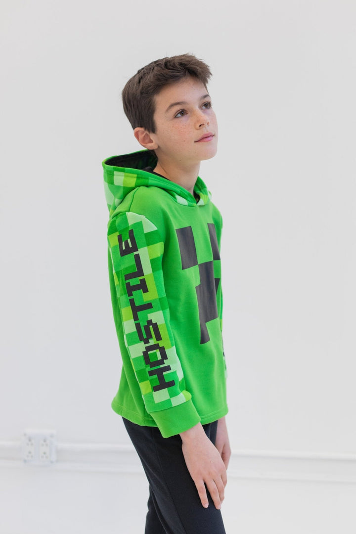 Minecraft Creeper Fleece Hoodie and Pants Outfit Set - imagikids