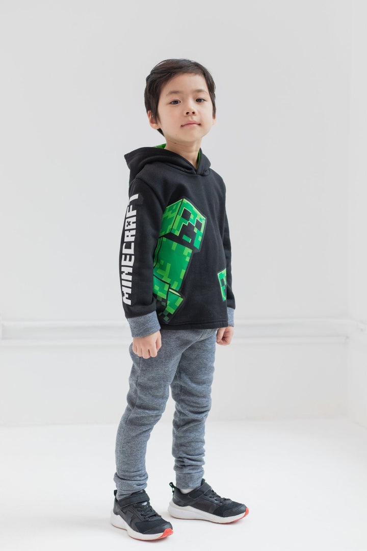 Minecraft Creeper Fleece Pullover Hoodie and Pants Outfit Set - imagikids