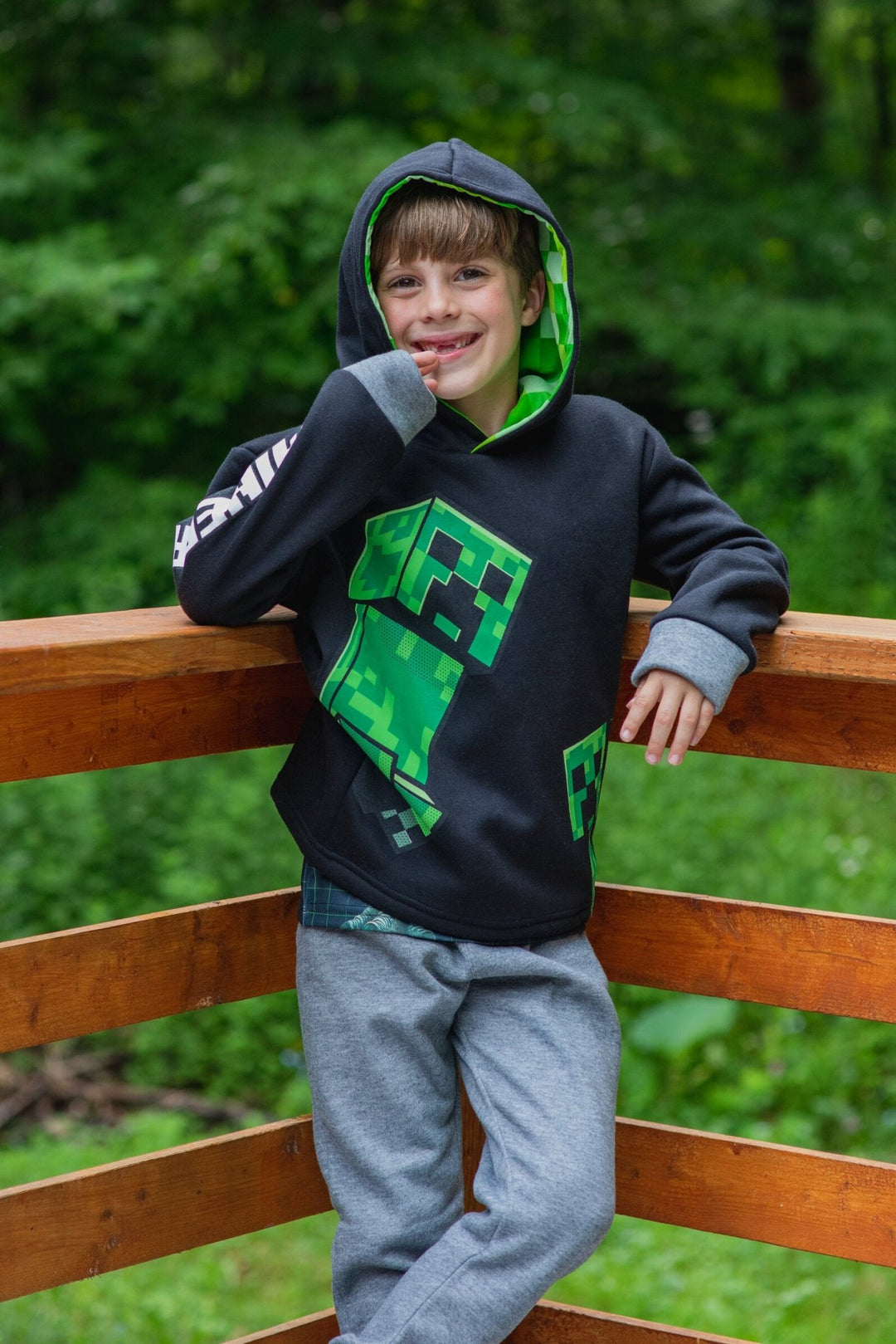 Minecraft Creeper Fleece Pullover Hoodie and Pants Outfit Set - imagikids