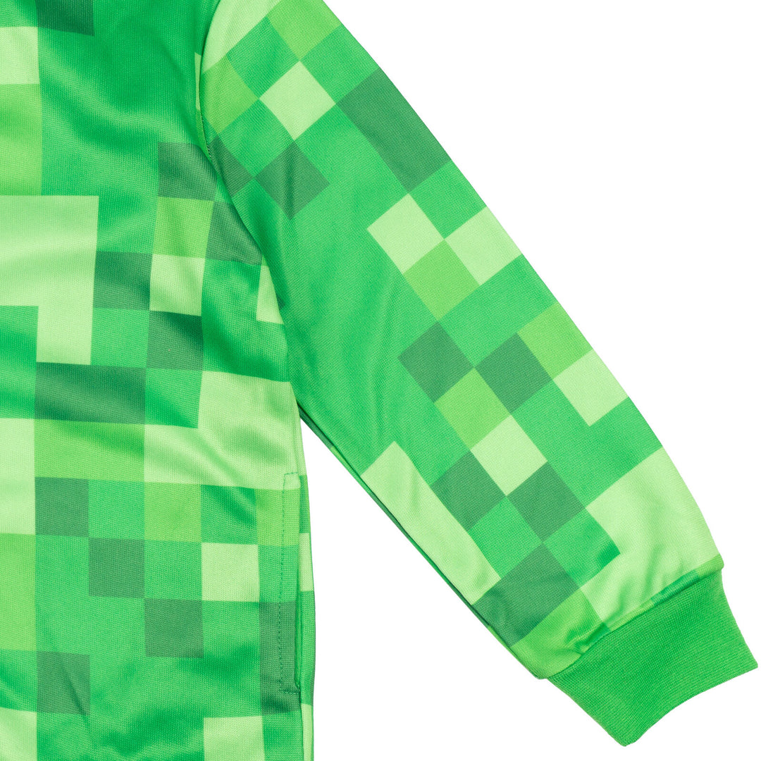 Sudadera con capucha y cremallera Minecraft Creeper Fleece Cosplay