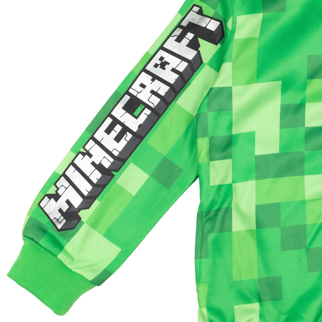 Sudadera con capucha y cremallera Minecraft Creeper Fleece Cosplay