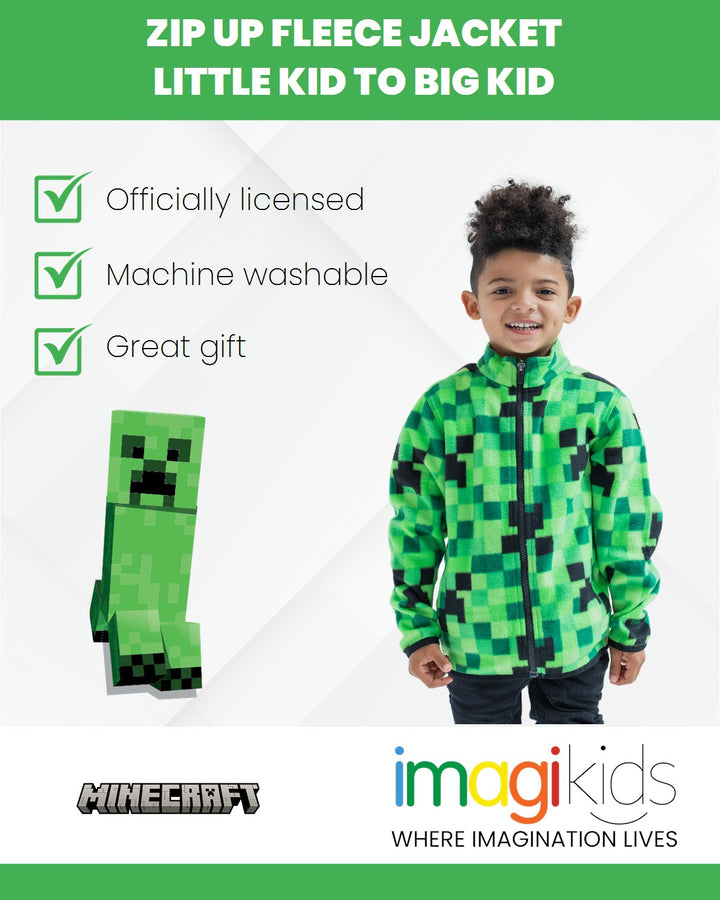 Minecraft Creeper Fleece Zip Up Jacket - imagikids