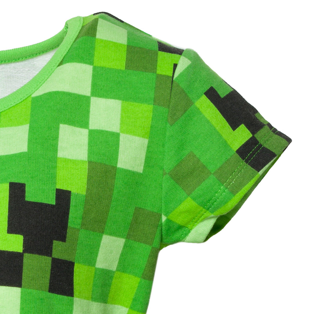 Minecraft Creeper French Terry Skater Short Sleeve Dress - imagikids