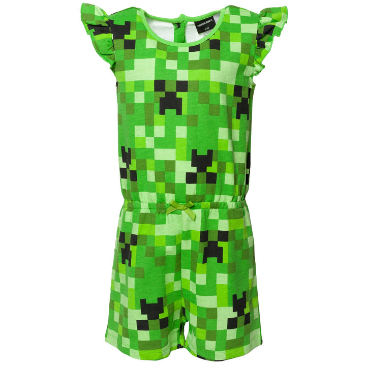 Minecraft Creeper French Terry Sleeveless Romper - imagikids