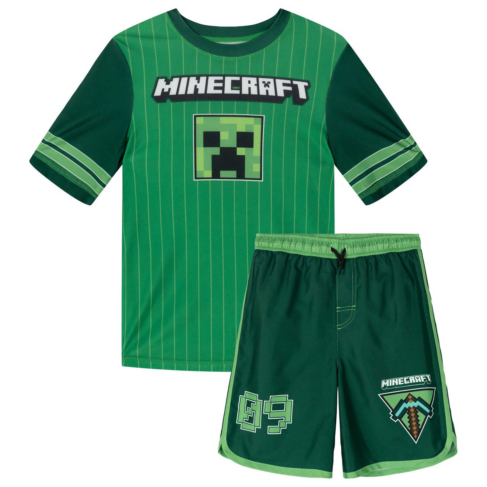 Minecraft Creeper Rash Guard and Swim Trunks UPF 50+ Outfit Set | FREE ...
