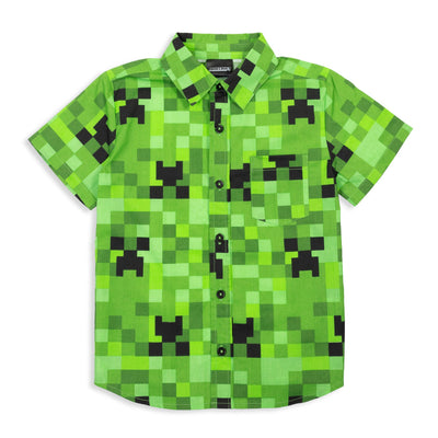 Minecraft Creeper Short Sleeve Dress Shirt - imagikids