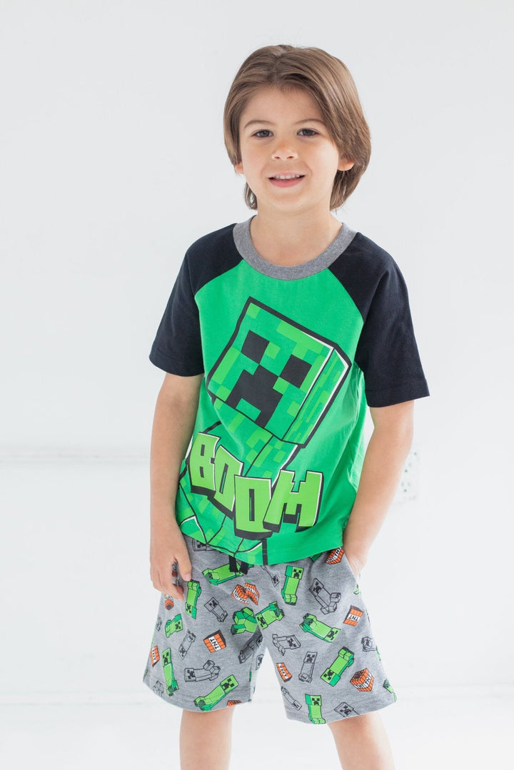 Minecraft Creeper T - Shirt and French Terry Shorts Outfit Set - imagikids