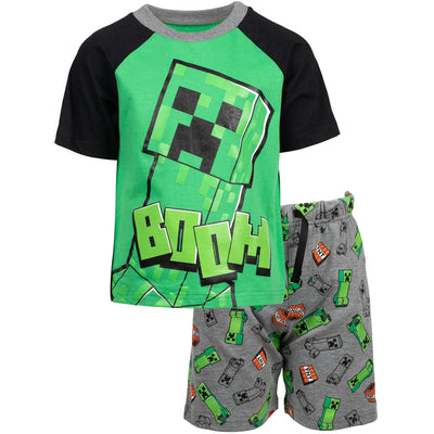 Minecraft Creeper T - Shirt and French Terry Shorts Outfit Set - imagikids