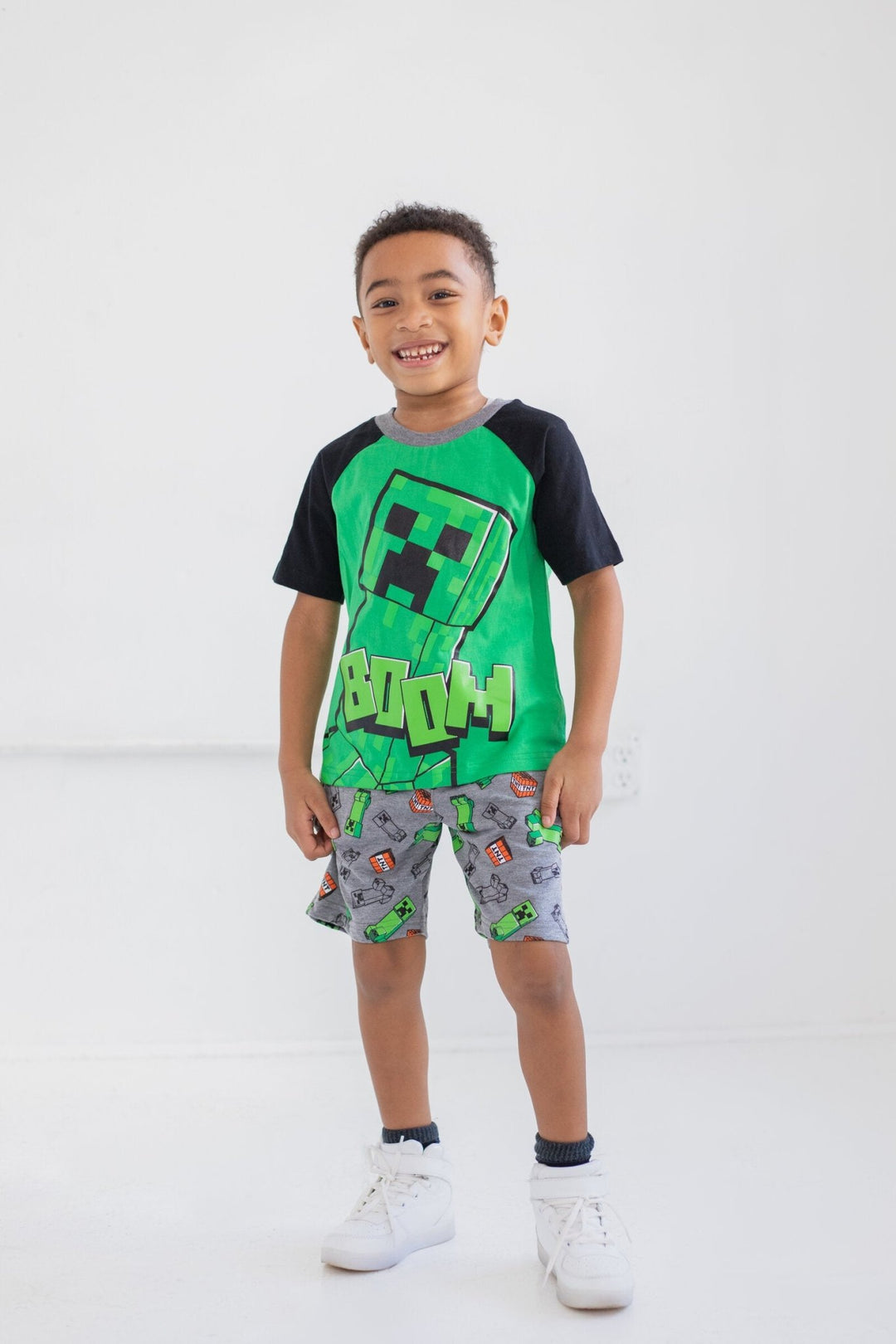 Minecraft Creeper T - Shirt and French Terry Shorts Outfit Set - imagikids