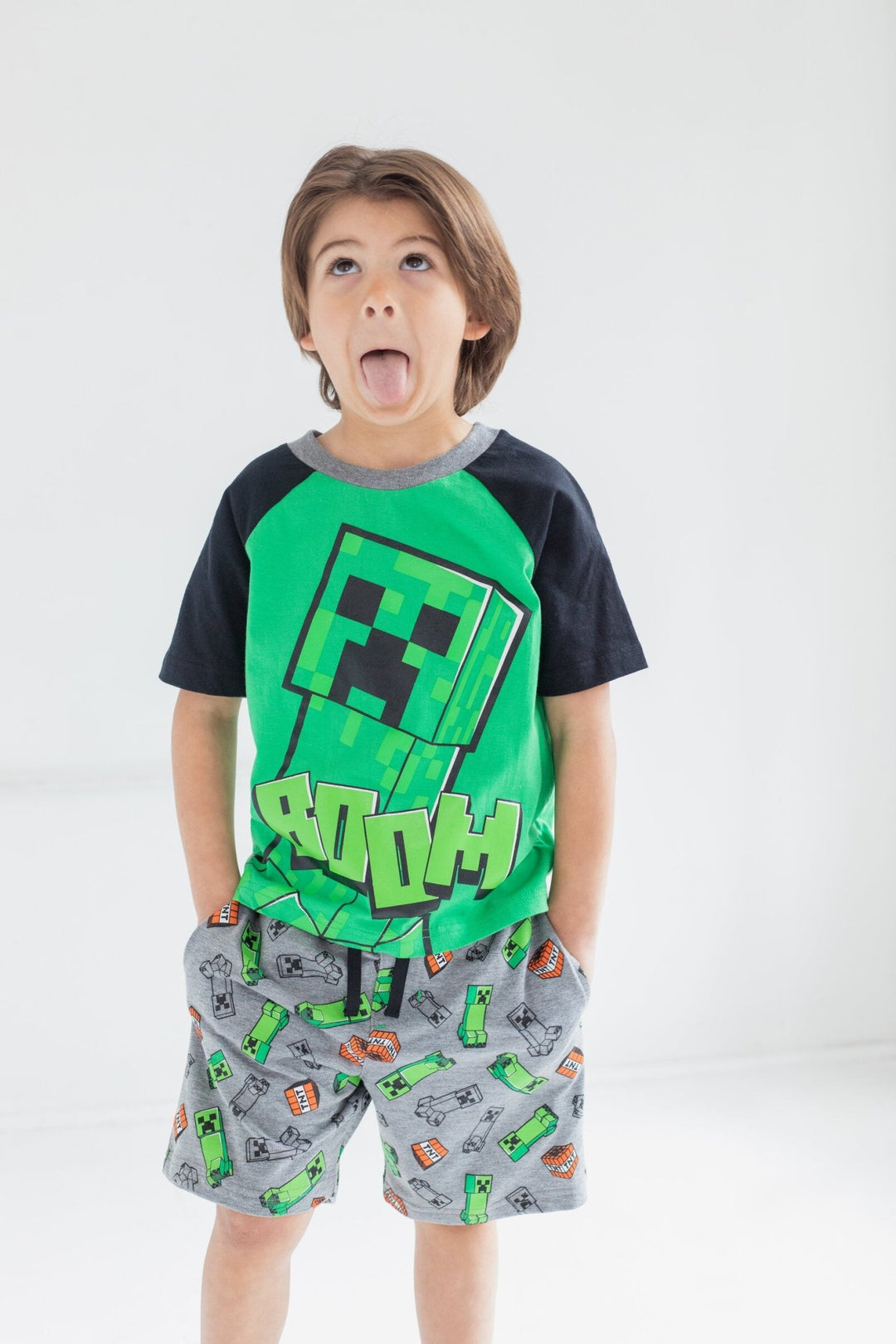 Minecraft Creeper T - Shirt and French Terry Shorts Outfit Set - imagikids