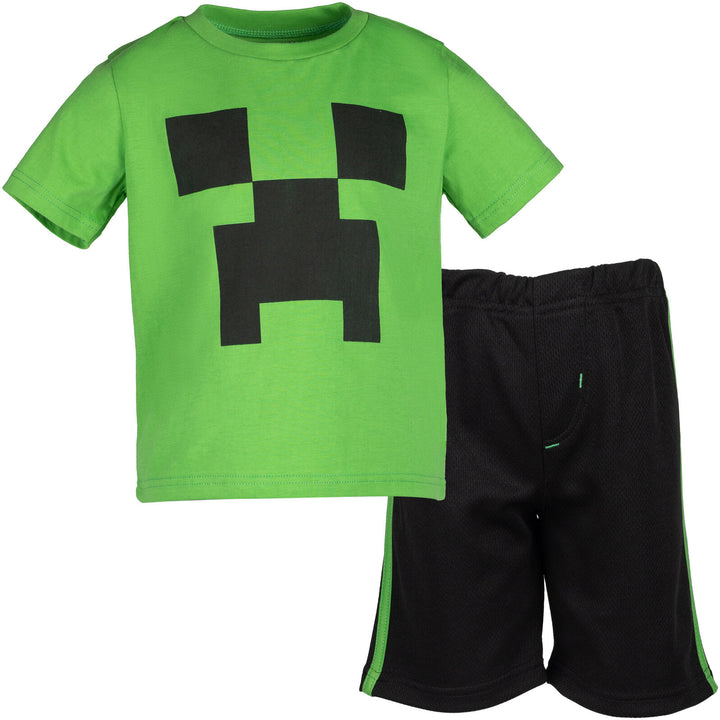 Minecraft Creeper T-Shirt and Mesh Shorts Outfit Set