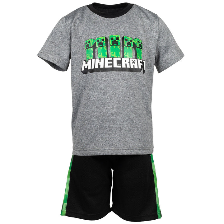 Minecraft Creeper T - Shirt Tank Top and MeshShorts 3 Piece Outfit Set Little Kid to Big Kid - imagikids