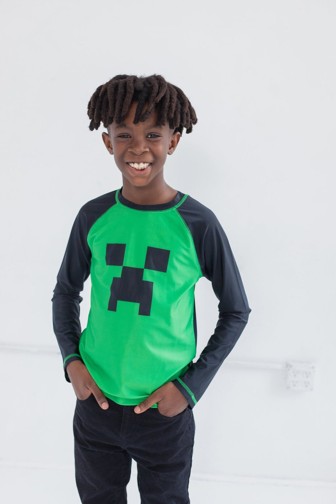 Minecraft Creeper UPF 50+ Rash Guard Swim Shirt - imagikids