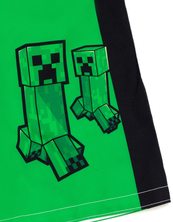 Minecraft Creeper UPF 50+ Rash Guard Swim Trunks Outfit Set - imagikids