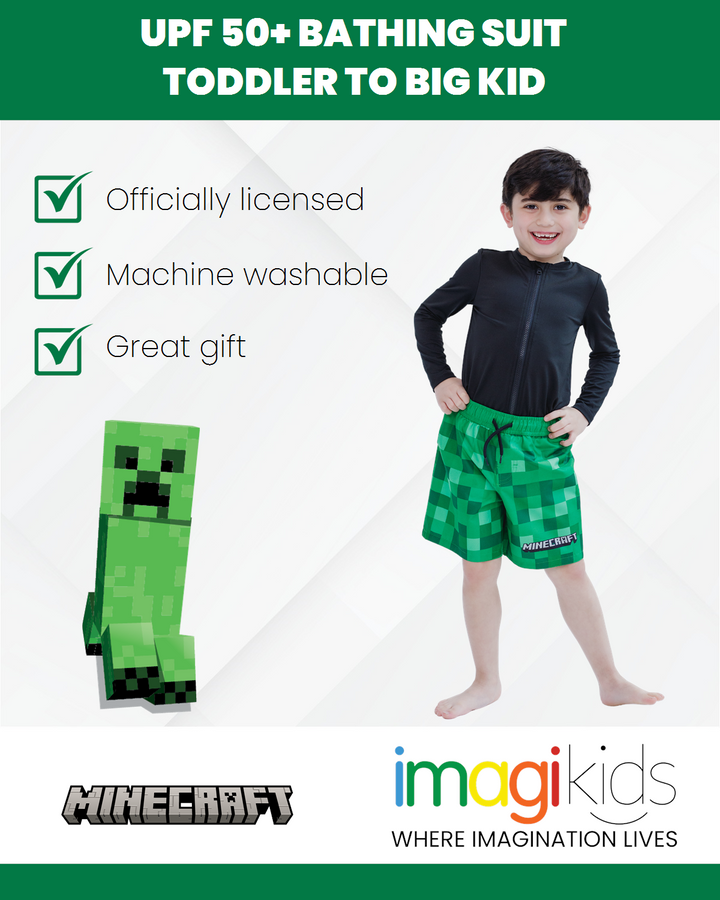 Minecraft Creeper UPF 50+ Swim Trunks Bathing Suit