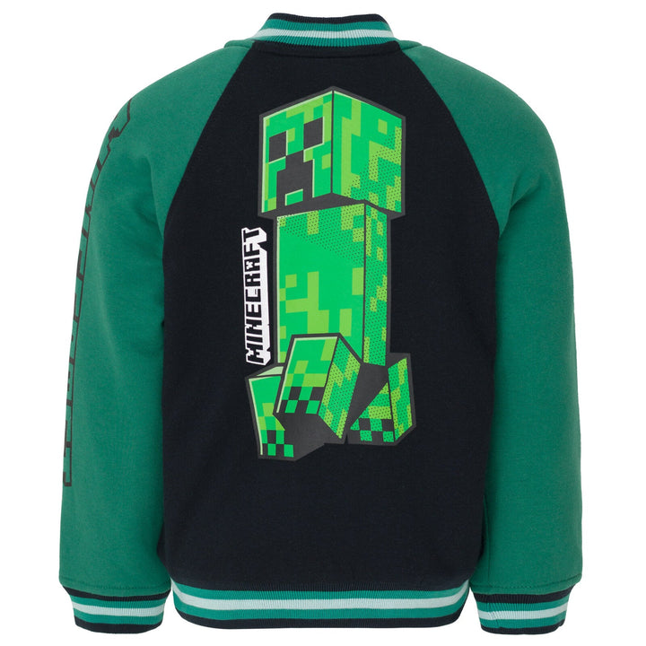 Minecraft Creeper Zip Up Varsity Bomber Jacket - imagikids